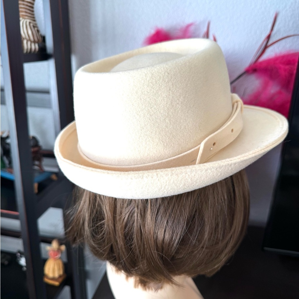 Saks 5th Avenue Cream Wool Fedora - Picture 3 of 11